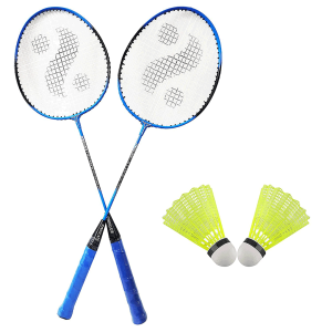 Raqueta de b?dminton Synco de aleaci?n de aluminio, juego de 2 con dos volantes, con funda completa (surtido)