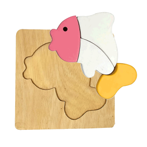 Alternative view of Juego de rompecabezas de madera con forma de pez de Synco