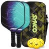 Set de palas de pickleball Synco Lightning Blue | 2 raquetas de pickleball y 4 pelotas de pickleball con bolsa de transporte | Raqueta ligera de fibra de vidrio con empu?adura acolchada y c?moda