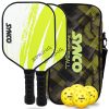Set de palas de pickleball Synco Spring Green | 2 raquetas de pickleball y 4 pelotas de pickleball con bolsa de transporte | Raqueta ligera de fibra de vidrio con empu?adura acolchada y c?moda