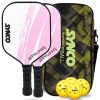 Set de palas de pickleball Synco Spring Pink | 2 raquetas de pickleball y 4 pelotas de pickleball con bolsa de transporte | Raqueta ligera de fibra de vidrio con empu?adura acolchada y c?moda