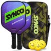 Set de palas de pickleball Synco Latitude Blue | 2 raquetas de pickleball y 4 pelotas de pickleball con bolsa de transporte | Raqueta ligera de fibra de vidrio con empu?adura acolchada y c?moda