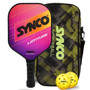 Set de palas de pickleball Synco Latitude Pink | 1 raqueta de pickleball y 2 pelotas de pickleball con bolsa de transporte | Raqueta ligera de fibra de vidrio con empu?adura acolchada y c?moda
