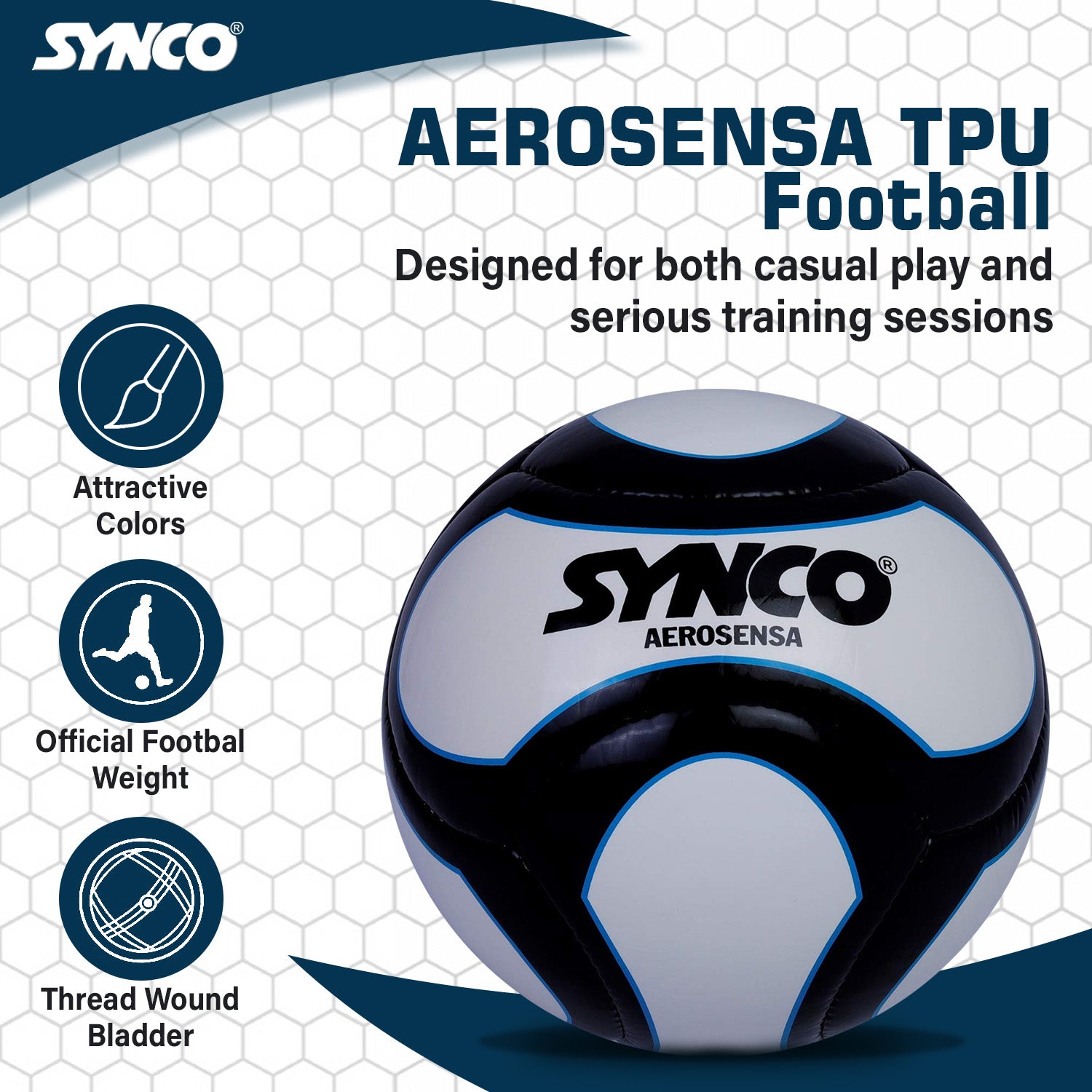 SYNCO Professional World Cup AEROSENSA TPU 6 Panel Football | Bal?n de f?tbol tama?o 5 - Imagen 2