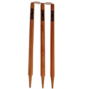 Juego de wickets de madera SYNCO para j?venes y adultos (3 wickets de madera, 2 bails).