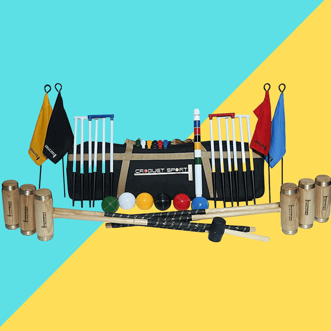 Juego de croquet Synco Croquet Sport Elite para 6 jugadores, juego Elite con bolas de croquet y accesorios (38 pulgadas), perfecto para c?sped, patios traseros, parques y jardines para divertirse, fiestas y juegos en familia. - Imagen 2