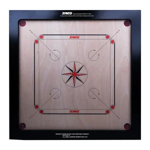 Tablero Carrom Synco de 36 pulgadas y 4 mm con respaldo Chakri, tama?o completo, internacional para profesionales, con monedas, golpeador y polvo b?rico gratuitos