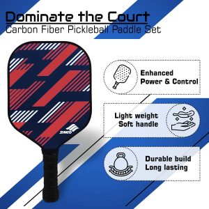 Alternative view of Set de palas de pickleball Synco Slash de fibra de carbono | 2 raquetas, 4 pelotas de pickleball con bolsa de transporte | Pala profesional de 16 mm