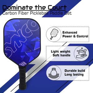 Alternative view of Set de palas de pickleball Synco Glory de fibra de carbono | 2 raquetas, 4 pelotas de pickleball con bolsa de transporte | Pala profesional de 16 mm