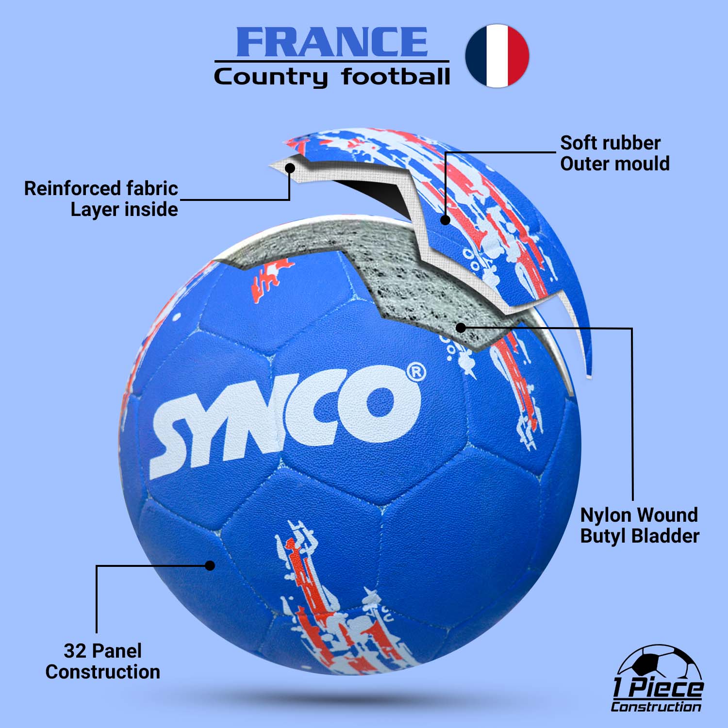 Synco Country Flag Football - Francia (Talla 5) - Imagen 4