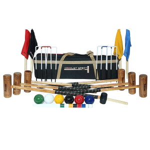 Juego de croquet Synco Croquet Sport Gold para 6 jugadores, juego profesional con bolas de croquet y accesorios (38 pulgadas) para adultos, perfecto para c?sped, patios traseros, parques y jardines, para juegos divertidos y profesionales.