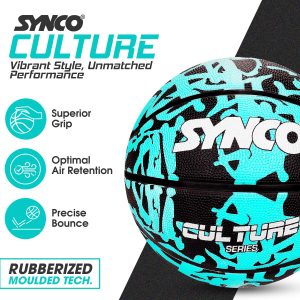 Bal?n de baloncesto Synco Culture (tama?o 5) azul-negro - Imagen 3