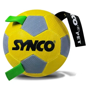 Bal?n de f?tbol para perros Synco con asas verdes (amarillo) | tama?o 3