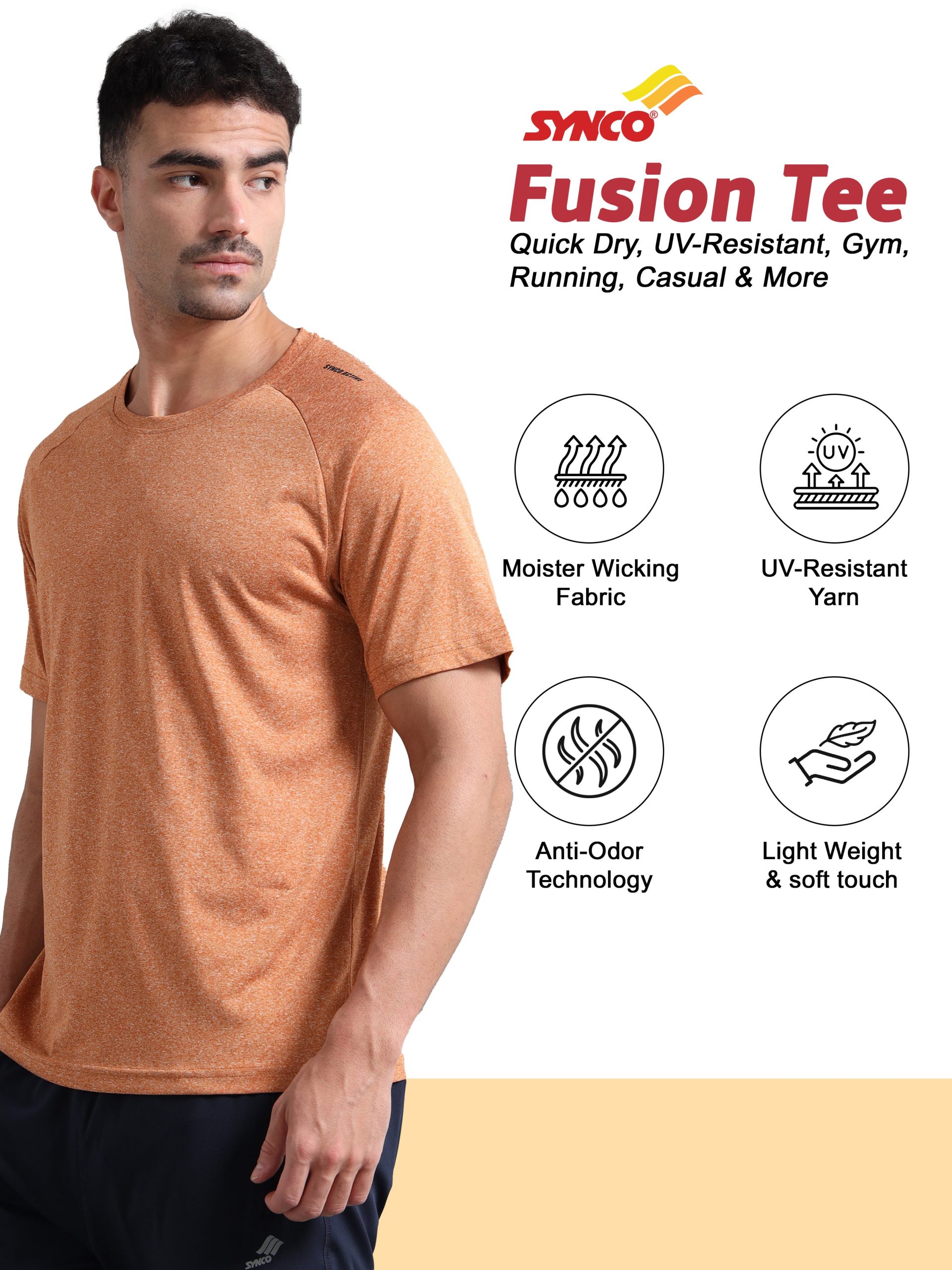 Camiseta deportiva Synco Fusion para hombre (?xido) - Ideal para correr y para el gimnasio - Imagen 2
