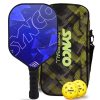 Juego de palas de pickleball Synco Glory de fibra de carbono | 1 raqueta, 2 pelotas de pickleball con bolsa de transporte | Pala profesional de 16 mm