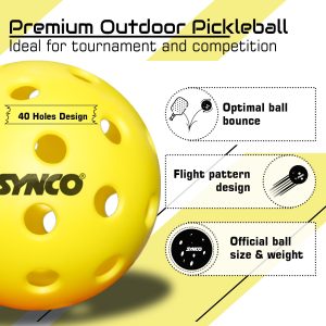 Alternative view of Pelota de pickleball Synco S40 | Pickleball de alto rendimiento para exteriores | Juego de 6