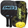 Set de palas de pickleball Synco Carbonium Blue | 2 raquetas de pickleball y 4 pelotas de pickleball con bolsa de transporte | Raqueta ligera de fibra de vidrio con empu?adura acolchada y c?moda