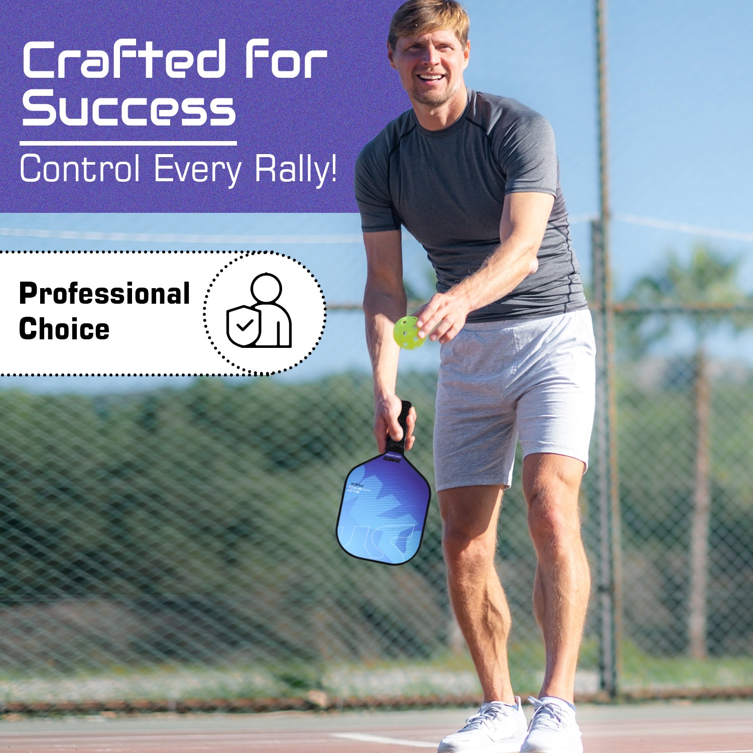 Pala de pickleball h?brida azul Synco | Raqueta de pickleball ligera con 16 mm de grosor - Imagen 8