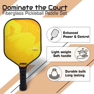 Alternative view of Set de palas de pickleball Synco Hybrid Max Yellow | 1 raqueta de pickleball y 2 pelotas de pickleball con bolsa de transporte | Raqueta ligera de fibra de vidrio con empu?adura acolchada y c?moda