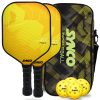Set de palas de pickleball Synco Hybrid Max Yellow | 2 raquetas de pickleball y 4 pelotas de pickleball con bolsa de transporte | Raqueta ligera de fibra de vidrio con empu?adura acolchada y c?moda