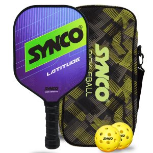 Set de palas de pickleball Synco Latitude Blue | 1 raqueta de pickleball y 2 pelotas de pickleball con bolsa de transporte | Raqueta ligera de fibra de vidrio con empu?adura acolchada y c?moda