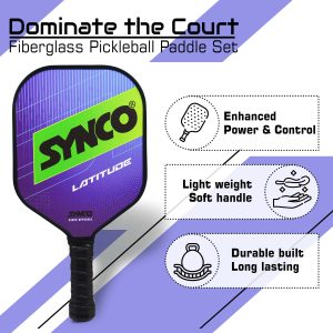 Alternative view of Set de palas de pickleball Synco Latitude Blue | 1 raqueta de pickleball y 2 pelotas de pickleball con bolsa de transporte | Raqueta ligera de fibra de vidrio con empu?adura acolchada y c?moda