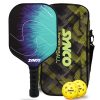 Juego de palas de pickleball Synco azul rel?mpago | 1 raqueta de pickleball y 2 pelotas de pickleball con bolsa de transporte | Raqueta ligera de fibra de vidrio con empu?adura acolchada y c?moda