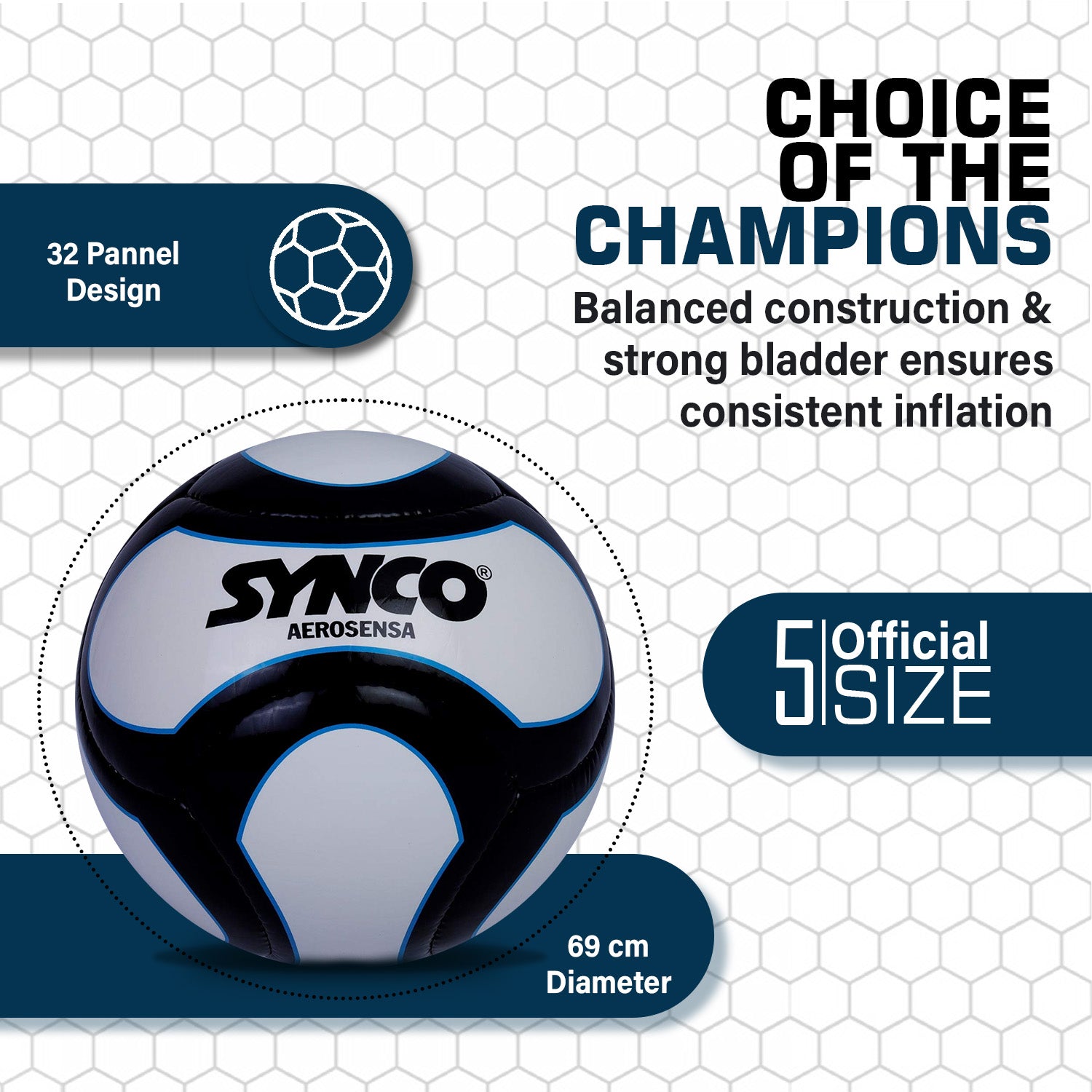 SYNCO Professional World Cup AEROSENSA TPU 6 Panel Football | Bal?n de f?tbol tama?o 5 - Imagen 5