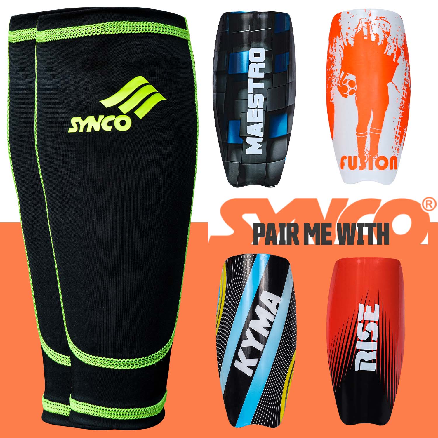Fundas de compresi?n para espinilleras Synco | Tejido el?stico de lycra | 1 par, color negro - Imagen 7
