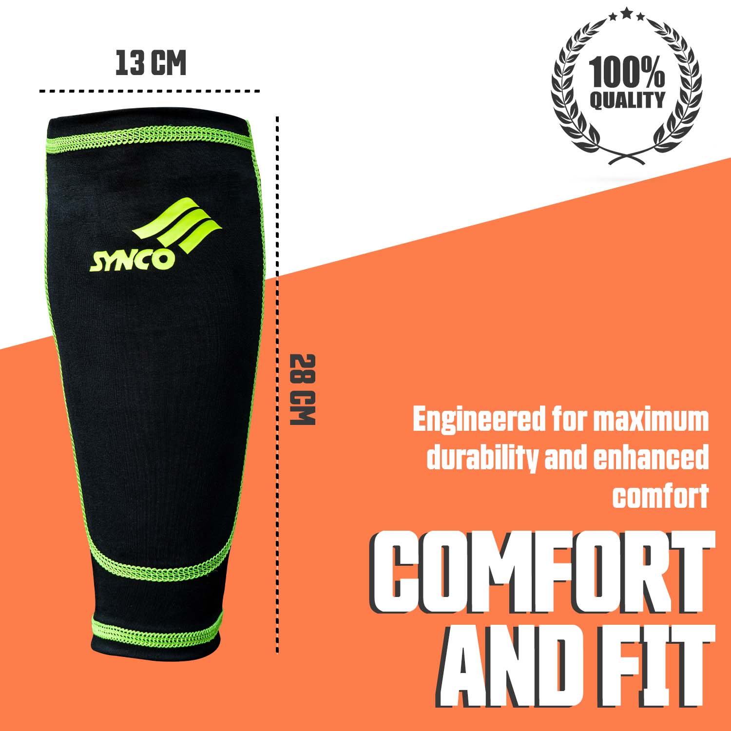 Fundas de compresi?n para espinilleras Synco | Tejido el?stico de lycra | 1 par, color negro - Imagen 4