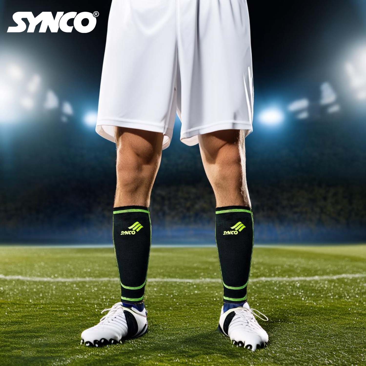Fundas de compresi?n para espinilleras Synco | Tejido el?stico de lycra | 1 par, color negro - Imagen 9