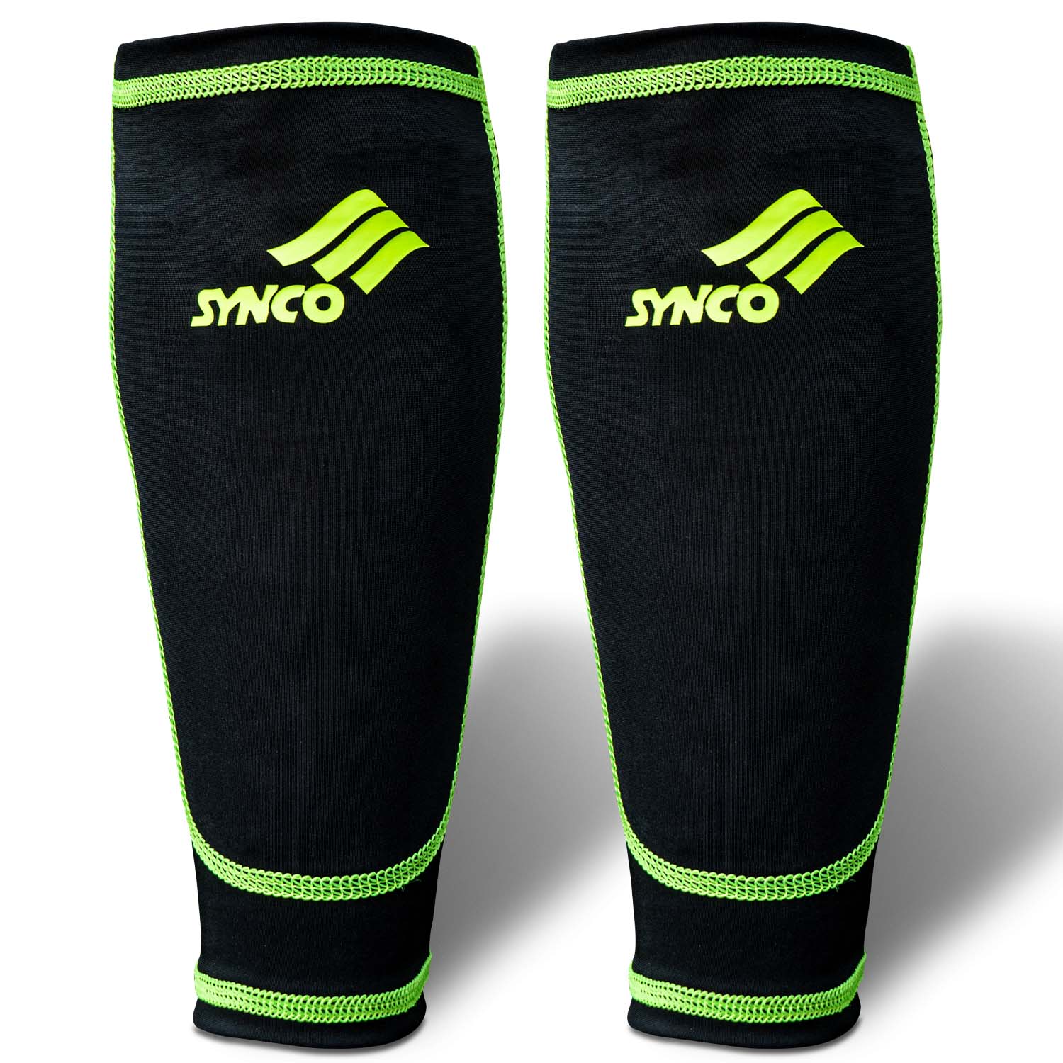 Fundas de compresi?n para espinilleras Synco | Tejido el?stico de lycra | 1 par, color negro - Imagen 2