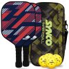 Set de palas de pickleball Synco Slash de fibra de carbono | 2 raquetas, 4 pelotas de pickleball con bolsa de transporte | Pala profesional de 16 mm