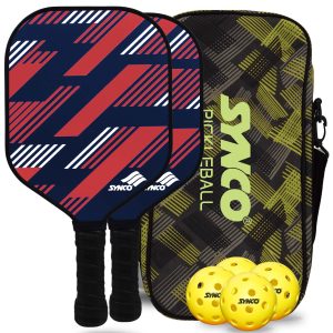 Set de palas de pickleball Synco Slash de fibra de carbono | 2 raquetas, 4 pelotas de pickleball con bolsa de transporte | Pala profesional de 16 mm