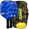 Set de palas de pickleball Synco Slash de fibra de carbono | 2 raquetas, 4 pelotas de pickleball con bolsa de transporte | Pala profesional de 16 mm