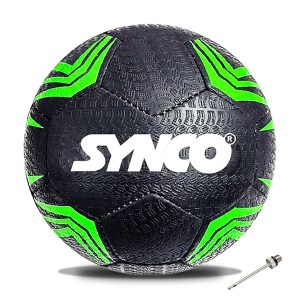 Bal?n de f?tbol Synco Street Soccer | Bal?n de f?tbol cosido y recubierto de goma | Bal?n de f?tbol para entrenamiento | Apto para terrenos duros | Para ni?os/ni?as | Tama?o 5 (negro)