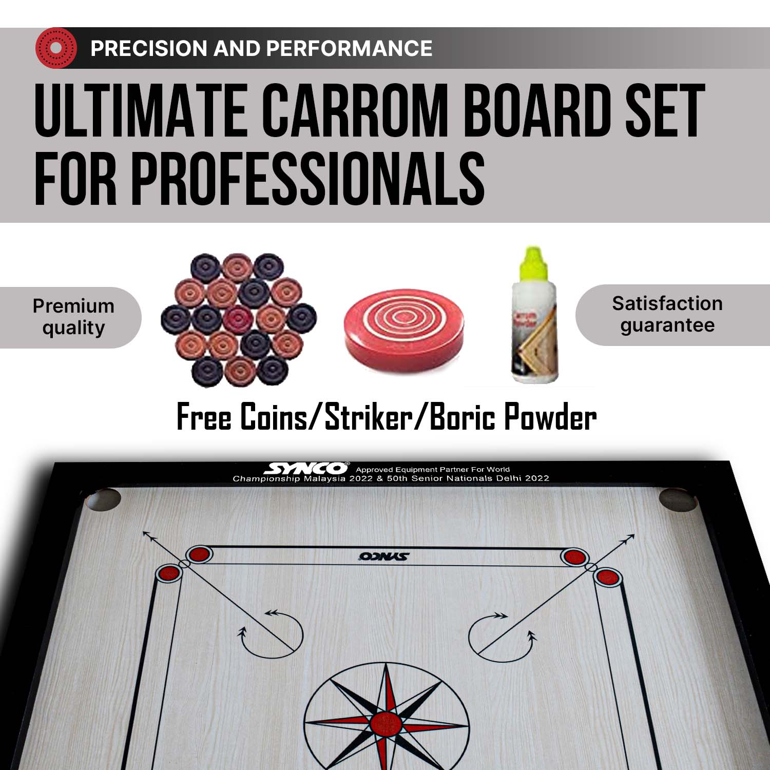 Tablero de carrom Synco de 20 pulgadas para ni?os | Acabado mate con bordes lisos | Material de madera ecol?gico | Grosor de 4 mm - Imagen 3
