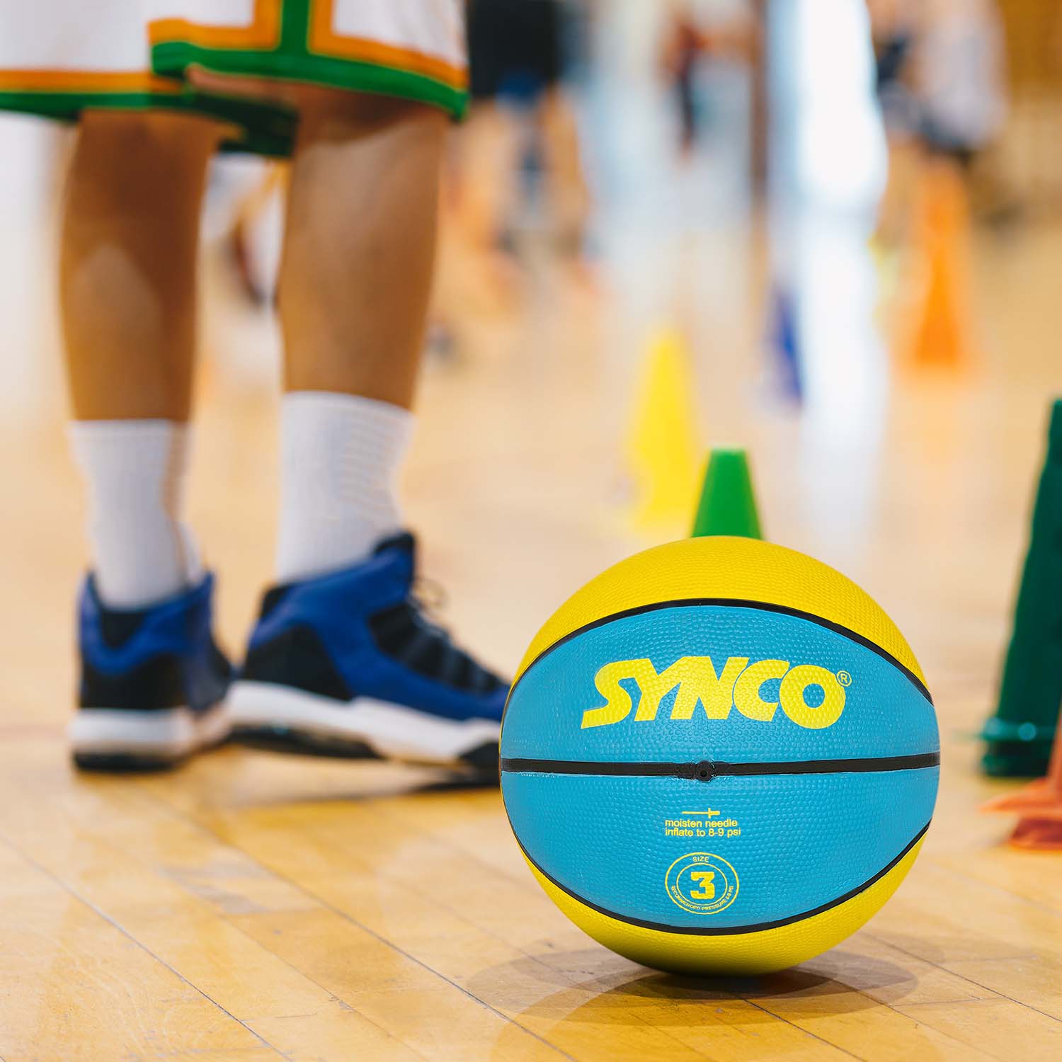 Synco Young Champ Basketball (talla 3) azul y amarillo - Imagen 5