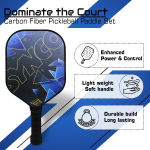 Alternative view of Raqueta de pickleball Synco Glory de fibra de carbono (negra)  con funda de transporte gratuita