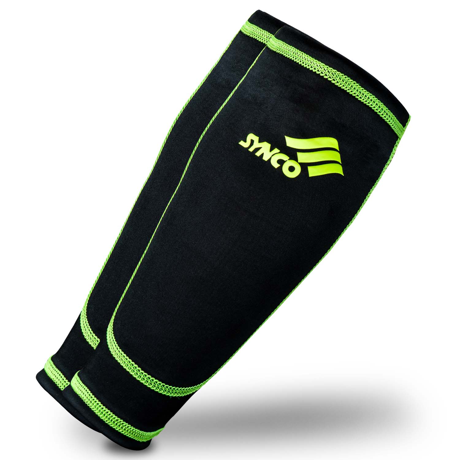 Fundas de compresi?n para espinilleras Synco | Tejido el?stico de lycra | 1 par, color negro