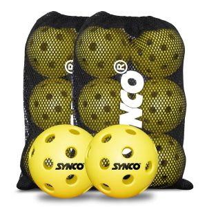 Pelota de pickleball Synco S26 | Pickleball de alto rendimiento para interiores | Juego de 12