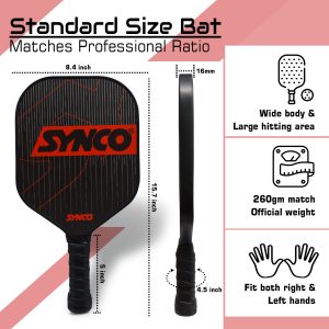 Alternative view of Set de palas de pickleball Synco Carbonium Red | 2 raquetas de pickleball y 4 pelotas de pickleball con bolsa de transporte | Raqueta ligera de fibra de vidrio con empu?adura acolchada y c?moda