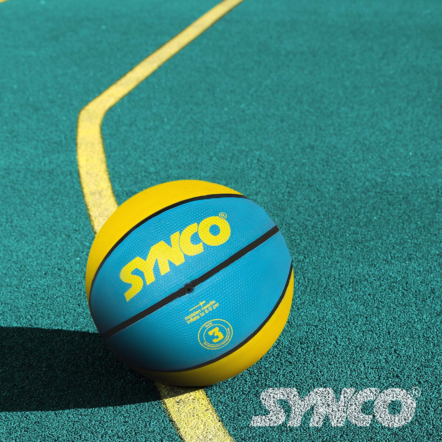 Synco Young Champ Basketball (talla 3) azul y amarillo - Imagen 4