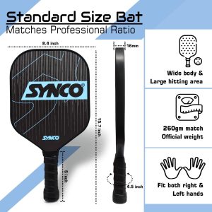 Alternative view of Raqueta de pickleball Synco Carbonium Blue | Raqueta de pickleball ligera con 16 mm de grosor