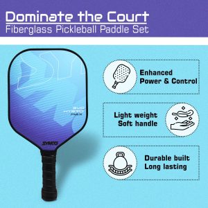 Alternative view of Set de palas de pickleball Synco Hybrid Max Blue | 1 raqueta de pickleball y 2 pelotas de pickleball con bolsa de transporte | Raqueta ligera de fibra de vidrio con empu?adura acolchada y c?moda